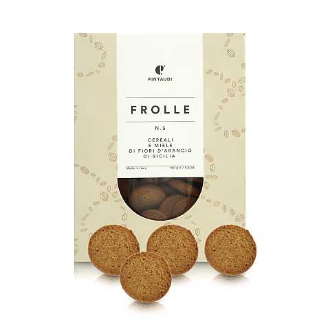 Pintaudi Frolle N. 5 - Biscotti Frollini ai Cereali e Miele di Fiori d'Arancio di Sicilia, 160 Grammi
