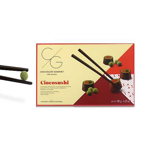 CG Ciocosushi: Scatola Di 20 Praline Ripiene A Forma Di Sushi, Cioccolatini Artigianali Originali, Confezione Regalo, 180g