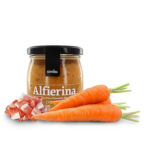 Sugo Alfierina, condimento con carote e pancetta affumicata, 170 g