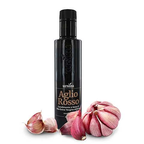 Olio aromatizzato all'aglio rosso, extra vergine d'oliva - 250 ml